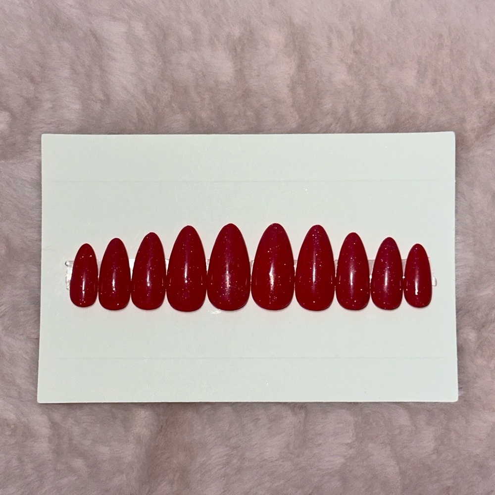 Sparkly Red Press On Nails